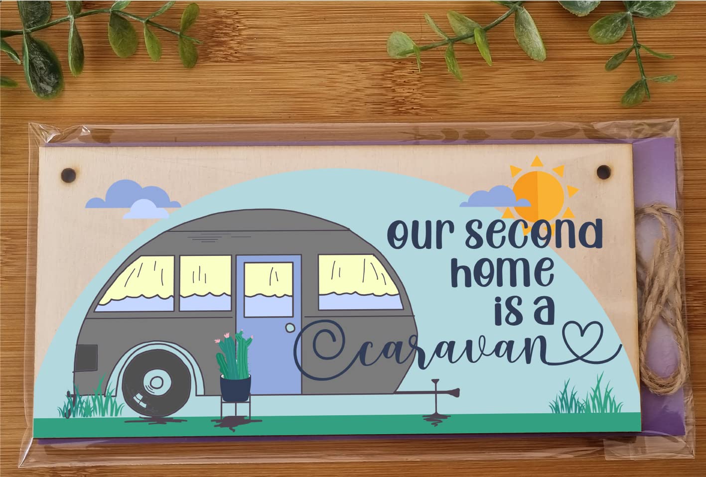 The Plum Penguin Handmade Wooden Hanging Wall Plaque Our Second Home is a Caravan Fun Camping Tent Campervan Adventure Sign