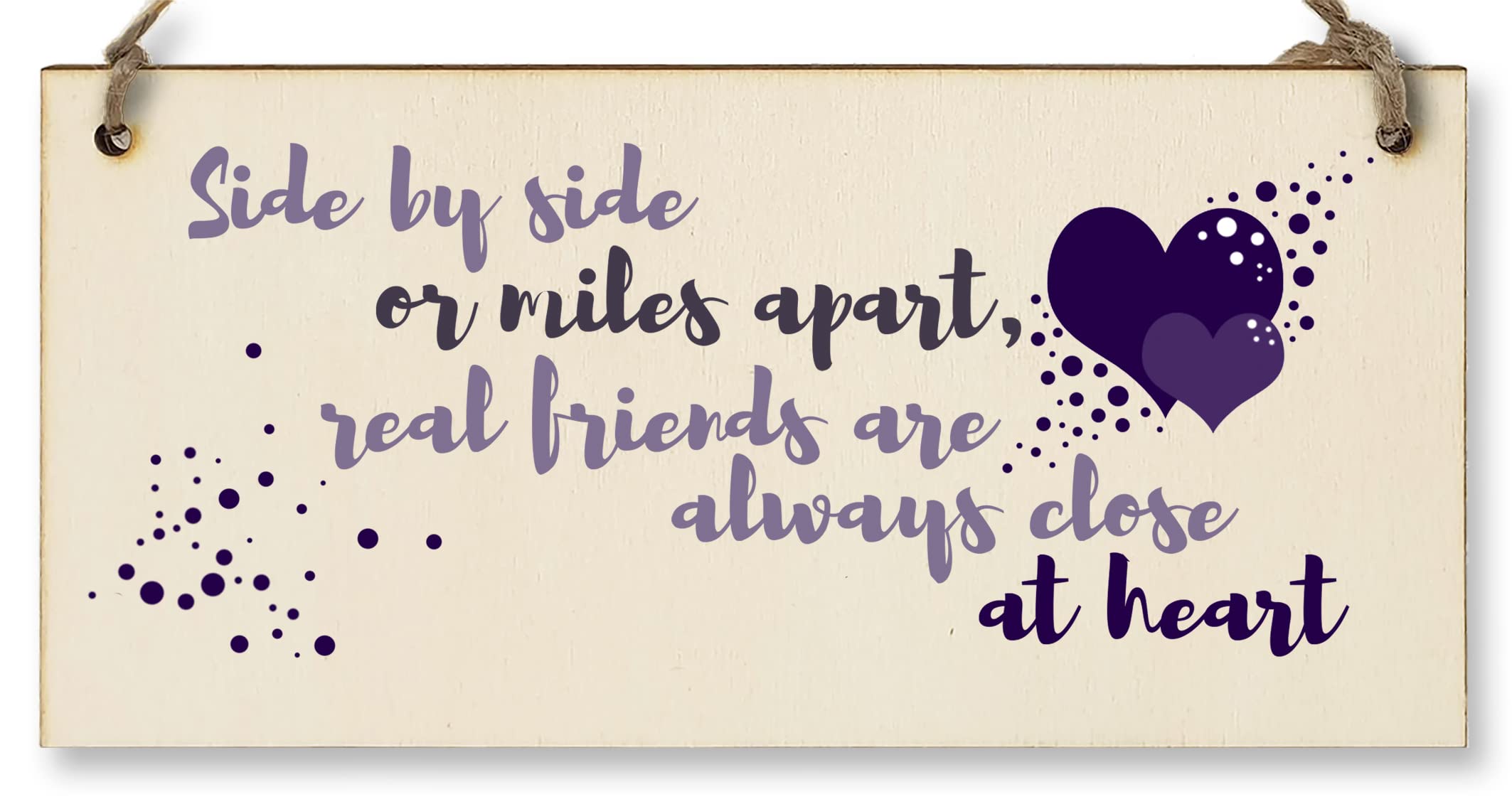 The Plum Penguin Handmade Wooden Hanging Wall Plaque Side by Side Miles Apart Friends Close at Heart Sentimental Friendship Gift