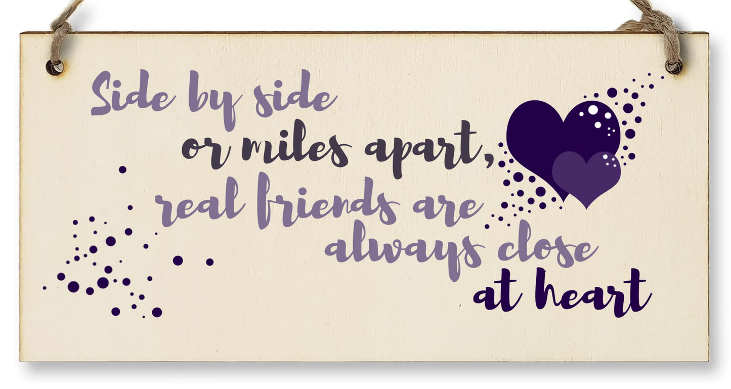 The Plum Penguin Handmade Wooden Hanging Wall Plaque Side by Side Miles Apart Friends Close at Heart Sentimental Friendship Gift