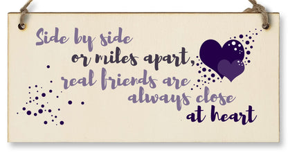 The Plum Penguin Handmade Wooden Hanging Wall Plaque Side by Side Miles Apart Friends Close at Heart Sentimental Friendship Gift