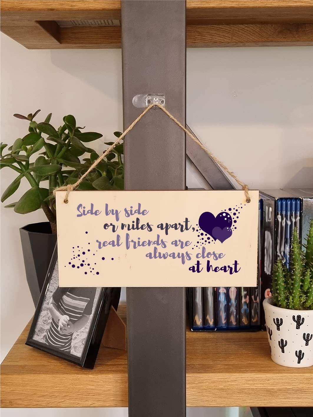 The Plum Penguin Handmade Wooden Hanging Wall Plaque Side by Side Miles Apart Friends Close at Heart Sentimental Friendship Gift