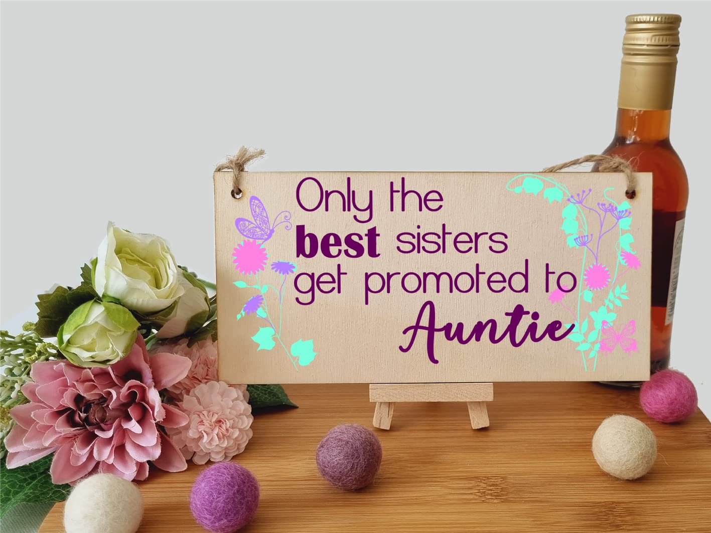 Handmade Wooden Hanging Wall Plaque Only the best Sisters Promoted Auntie Decorative Gift for Family