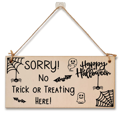 No Trick Or Treating Here Sorry Happy Halloween Do Not Disturb Sign Handmade Wooden Hanging Wall Plaque Gift Hallway Home Décor