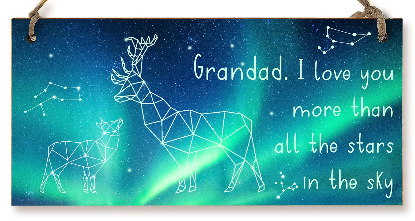 Handmade Wooden Hanging Wall Plaque Grandad Love You More than All the Stars Sentimental Gift Father's Day Man Cave