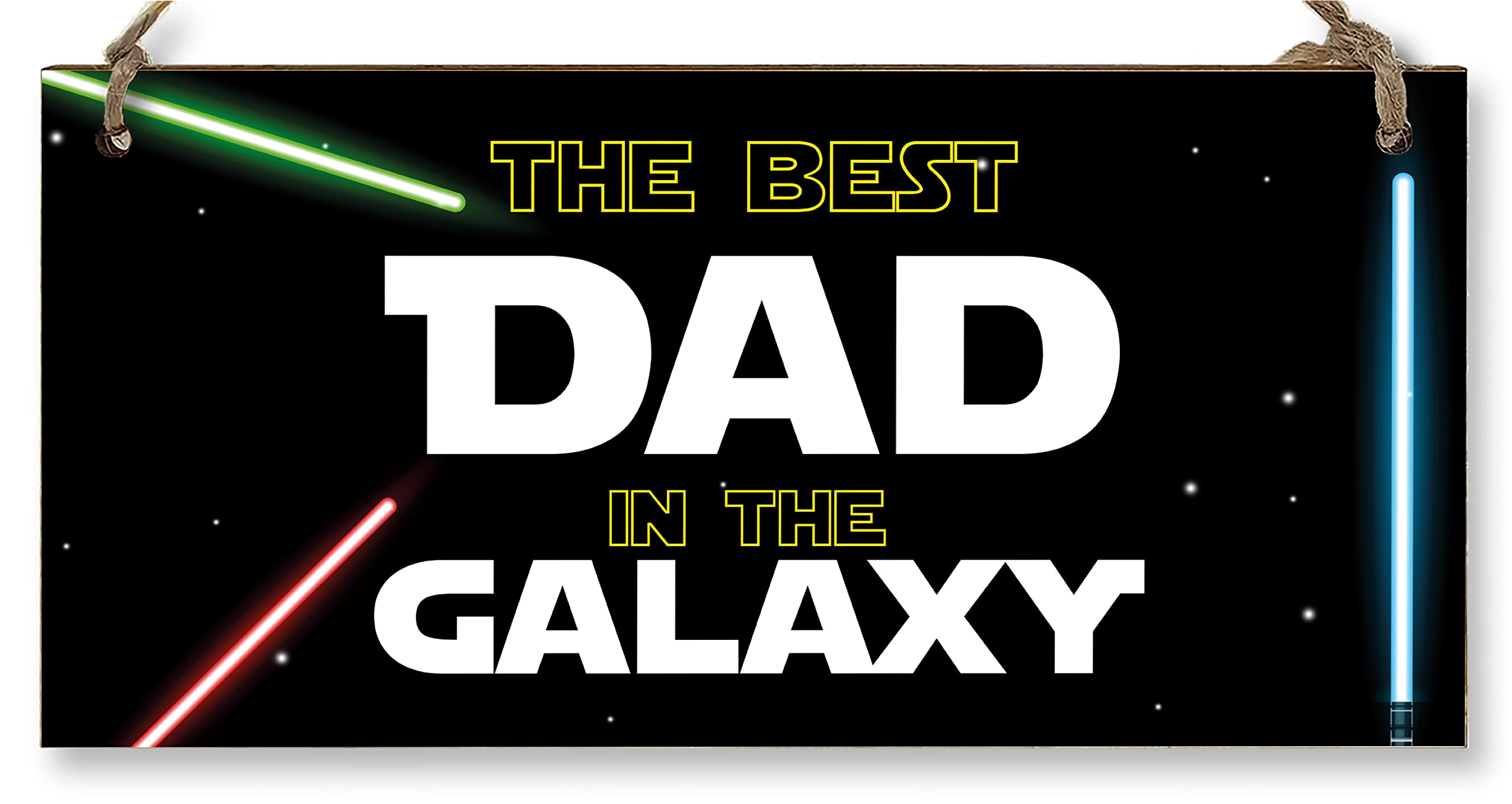 Handmade Wooden Hanging Wall Plaque Best Dad in the Galaxy Star Wars Novelty Sign Man Cave Office
