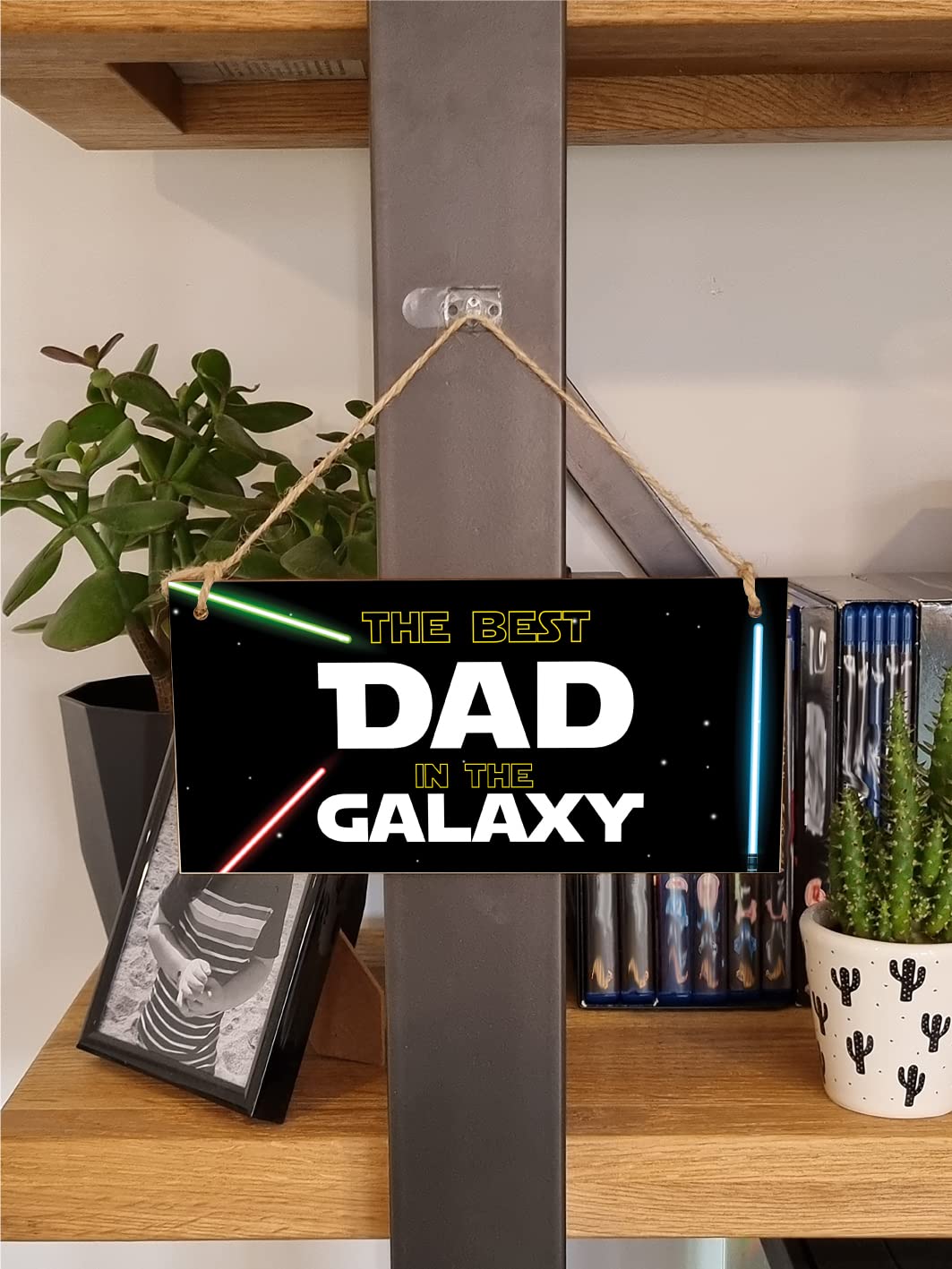Handmade Wooden Hanging Wall Plaque Best Dad in the Galaxy Star Wars Novelty Sign Man Cave Office