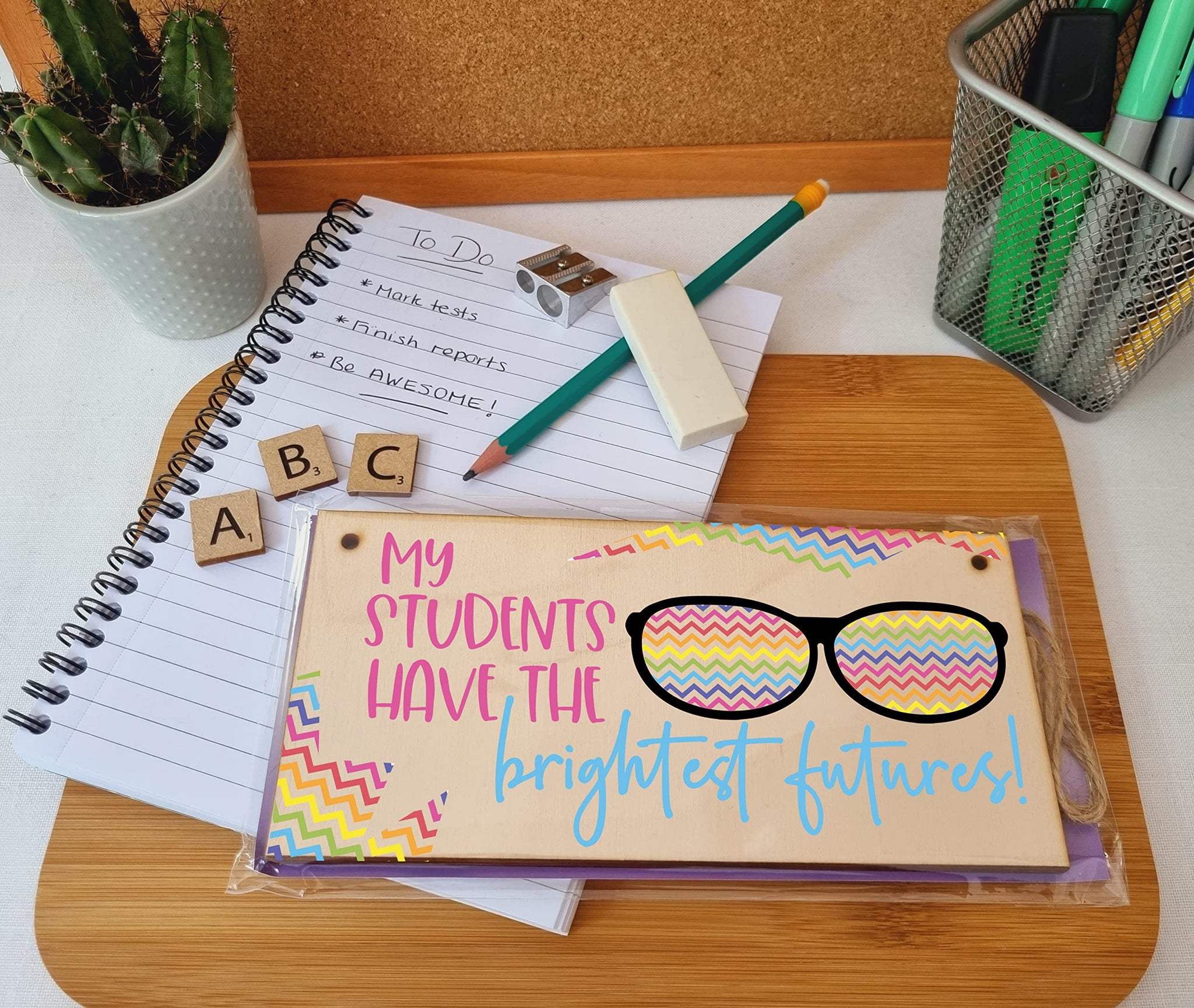 The Plum Penguin My Students Have Brightest Futures Handmade Wooden Hanging Wall Plaque Gift Teacher Teaching Assistant End of Term