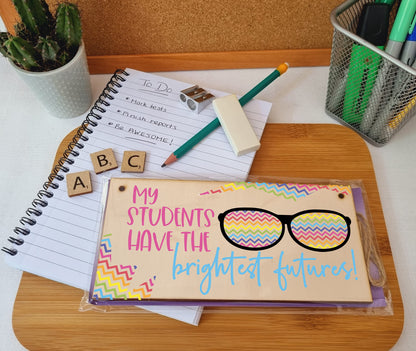 The Plum Penguin My Students Have Brightest Futures Handmade Wooden Hanging Wall Plaque Gift Teacher Teaching Assistant End of Term