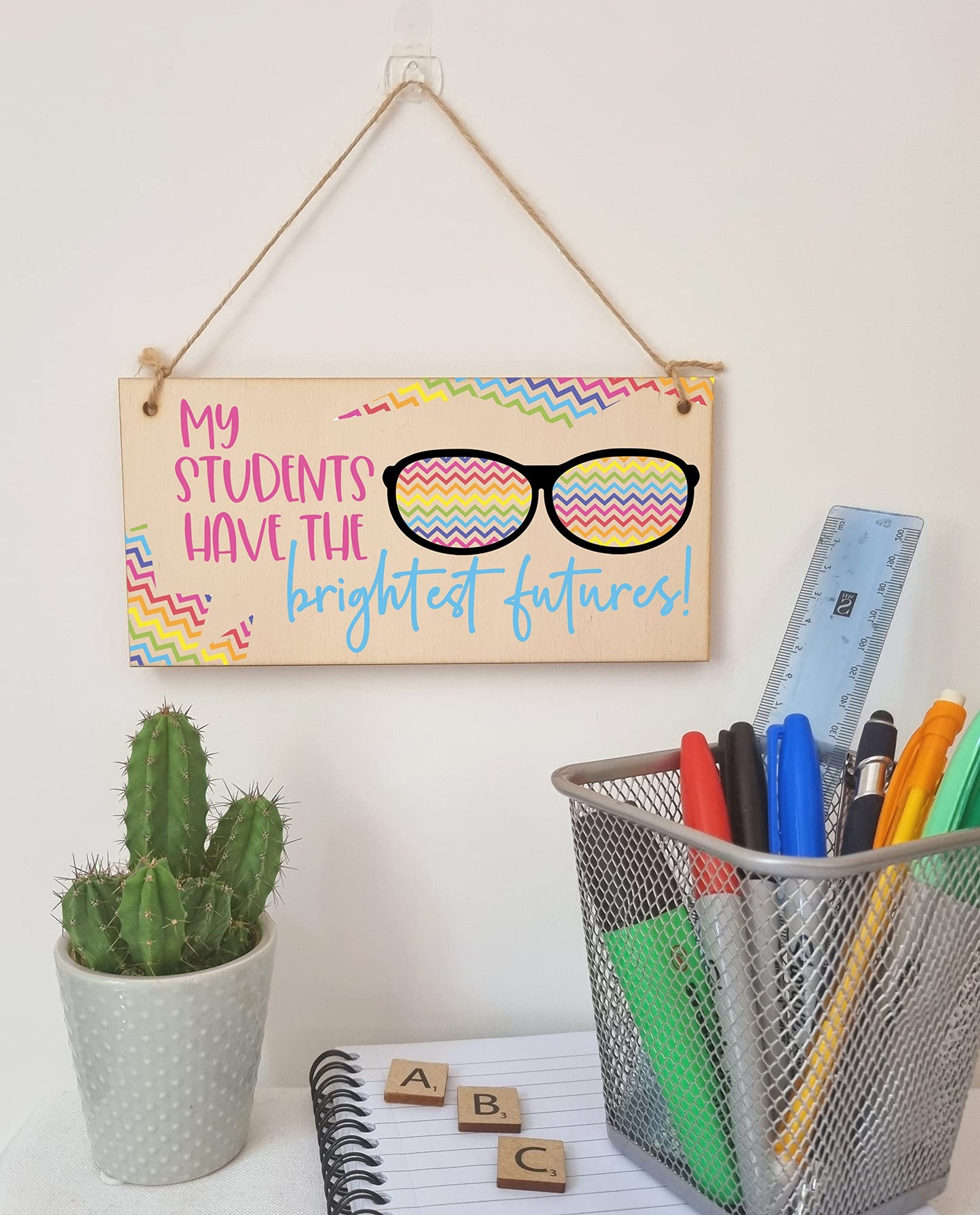 The Plum Penguin My Students Have Brightest Futures Handmade Wooden Hanging Wall Plaque Gift Teacher Teaching Assistant End of Term