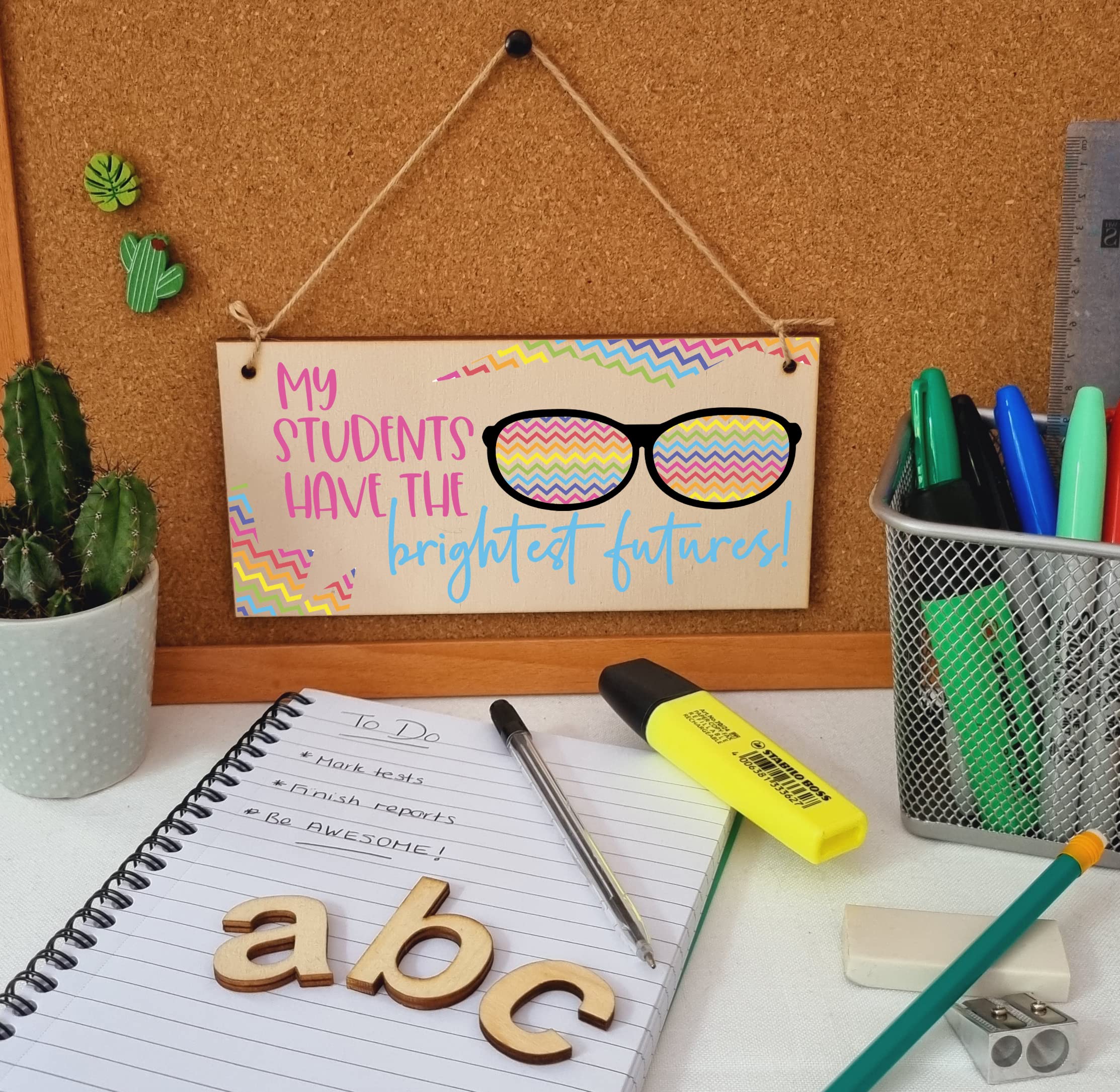 The Plum Penguin My Students Have Brightest Futures Handmade Wooden Hanging Wall Plaque Gift Teacher Teaching Assistant End of Term