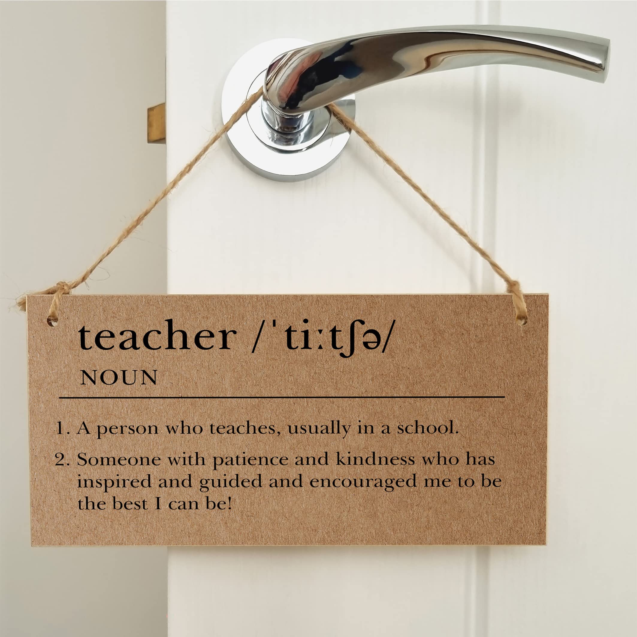 The Plum Penguin Handmade Wooden Hanging Wall Plaque Teacher Noun Dictionary Definition Patience Kindness End of School Term Gift