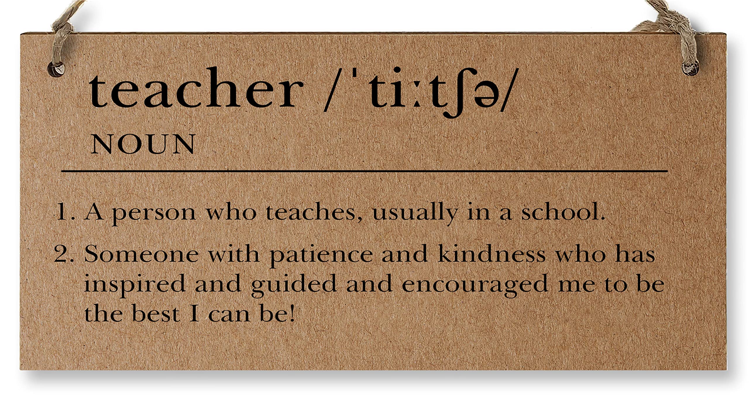 The Plum Penguin Handmade Wooden Hanging Wall Plaque Teacher Noun Dictionary Definition Patience Kindness End of School Term Gift