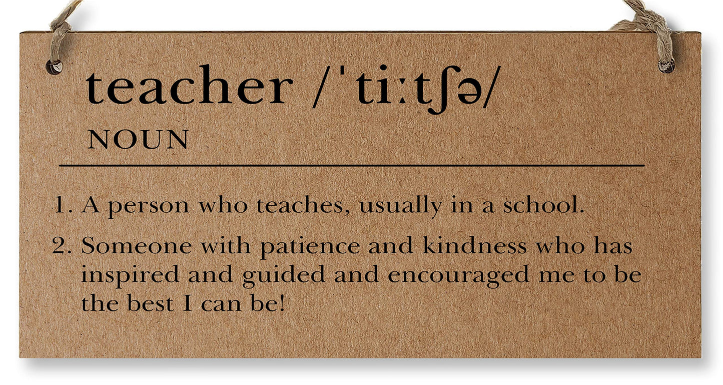 The Plum Penguin Handmade Wooden Hanging Wall Plaque Teacher Noun Dictionary Definition Patience Kindness End of School Term Gift