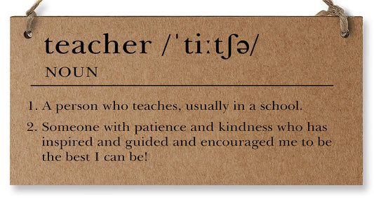 The Plum Penguin Handmade Wooden Hanging Wall Plaque Teacher Noun Dictionary Definition Patience Kindness End of School Term Gift