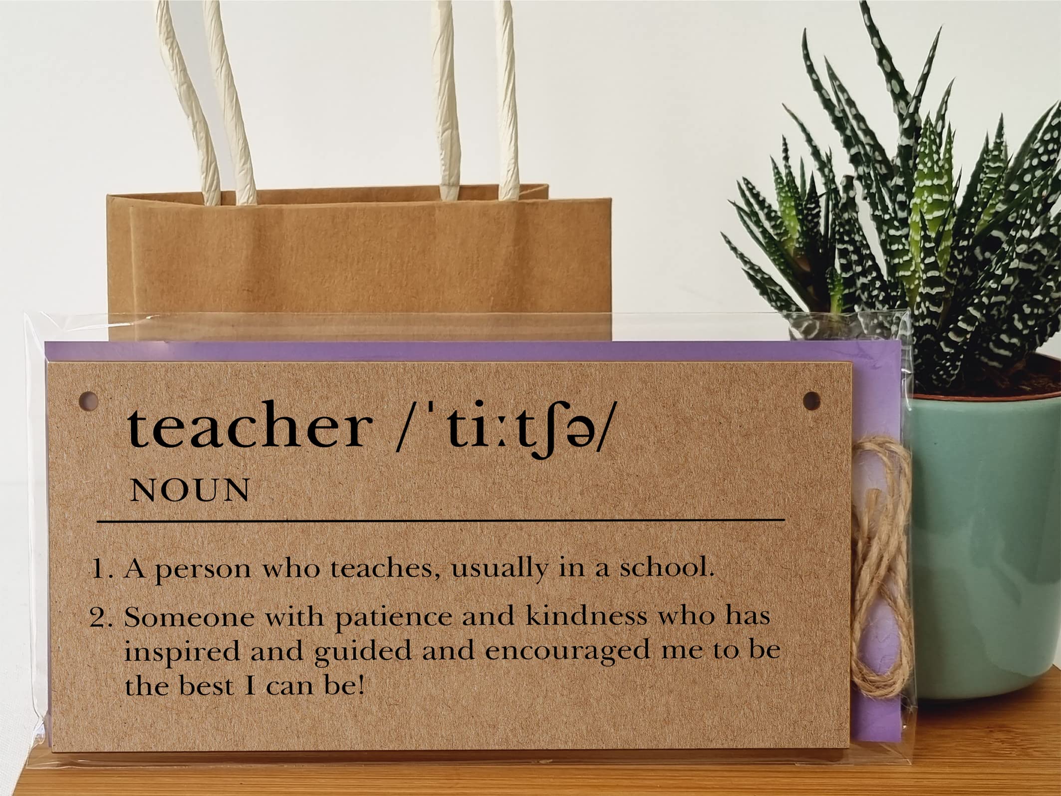 The Plum Penguin Handmade Wooden Hanging Wall Plaque Teacher Noun Dictionary Definition Patience Kindness End of School Term Gift