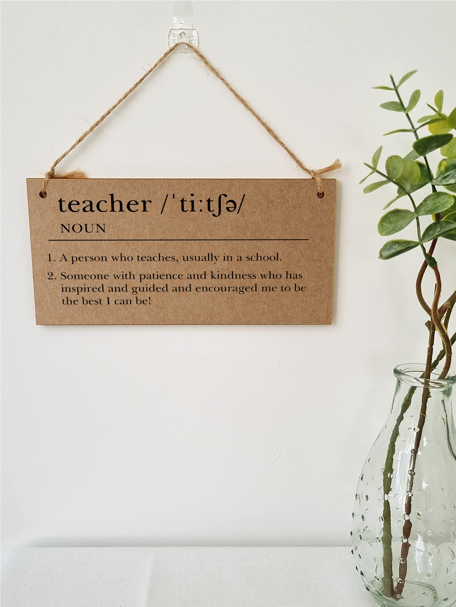 The Plum Penguin Handmade Wooden Hanging Wall Plaque Teacher Noun Dictionary Definition Patience Kindness End of School Term Gift