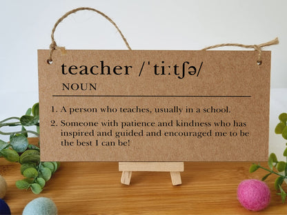 The Plum Penguin Handmade Wooden Hanging Wall Plaque Teacher Noun Dictionary Definition Patience Kindness End of School Term Gift