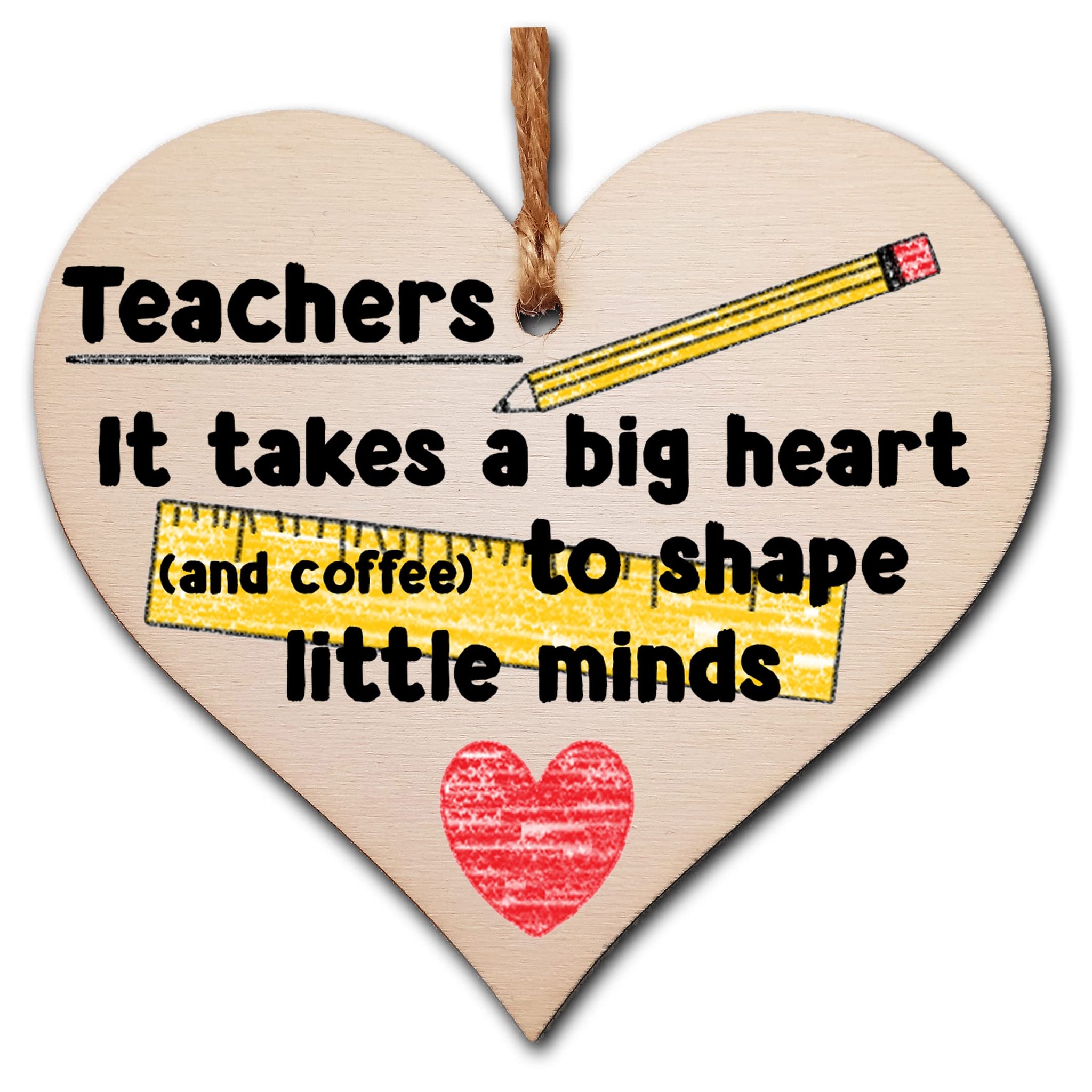 Handmade Wooden Hanging Heart Plaque Gift for a Great Teacher Funny Thank You Keepsake