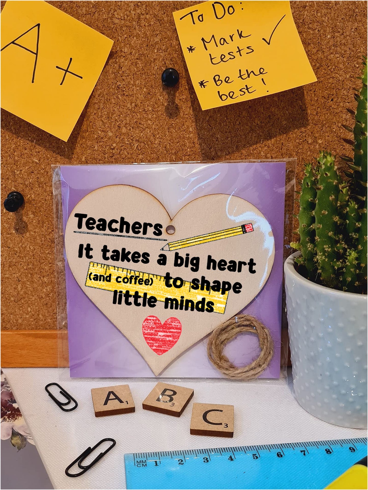 Handmade Wooden Hanging Heart Plaque Gift for a Great Teacher Funny Thank You Keepsake