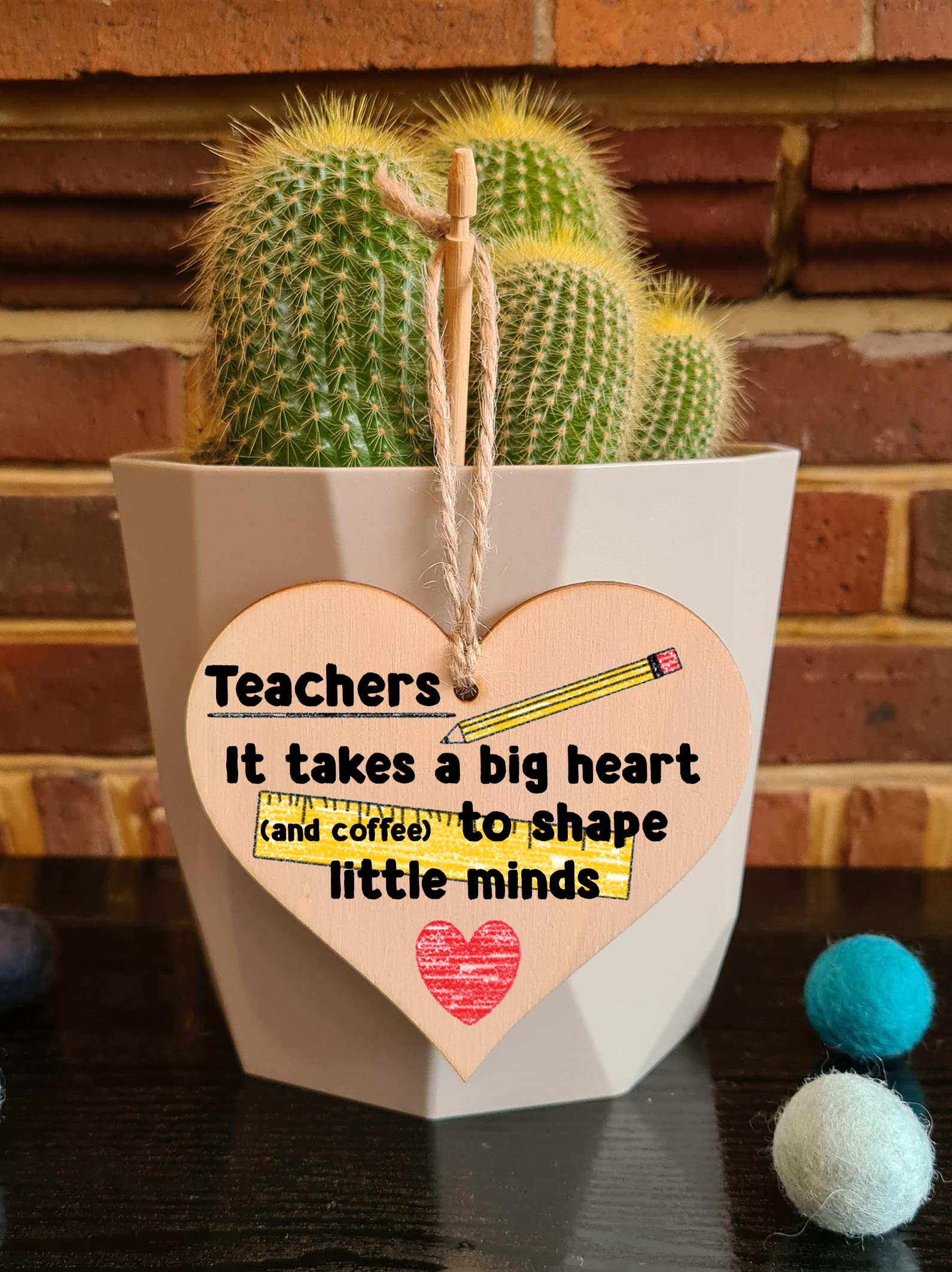 Handmade Wooden Hanging Heart Plaque Gift for a Great Teacher Funny Thank You Keepsake
