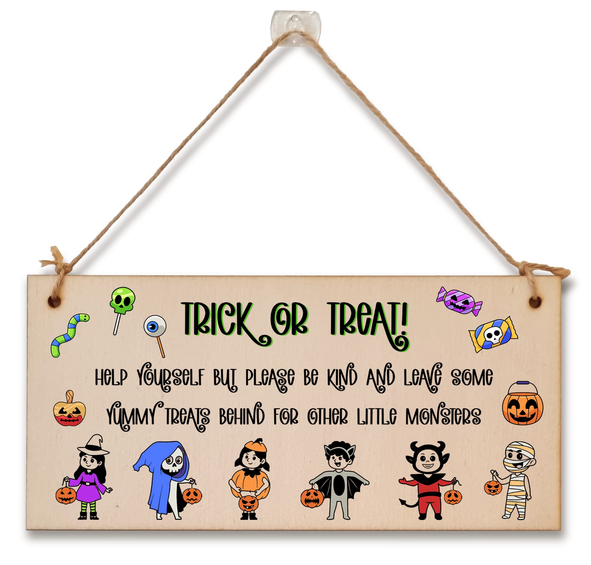 Trick or Treat Help Yourself Be Kind Sweets Halloween Do not Disturb Sign Handmade Wooden Hanging Wall Plaque Gift Hallway Home Décor