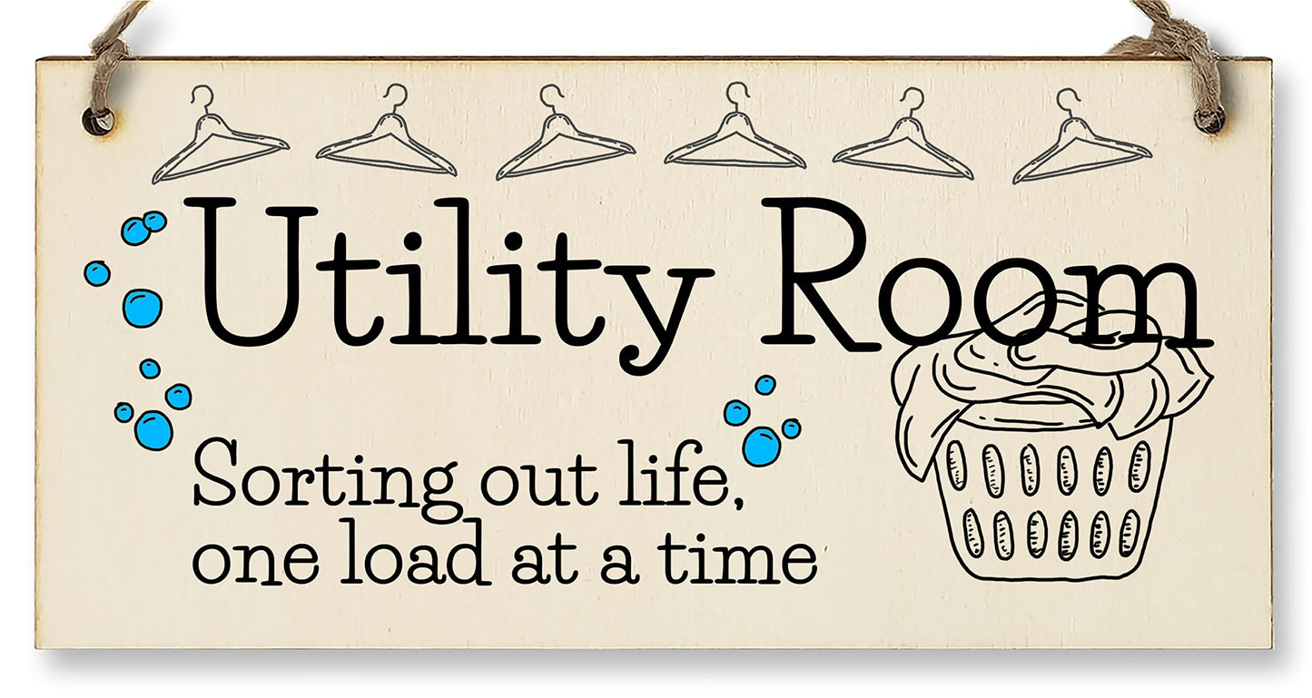 The Plum Penguin Handmade Wooden Hanging Wall Plaque Utility Room Sorting Out Life Funny Decorative Sign Kitchen Washing Room