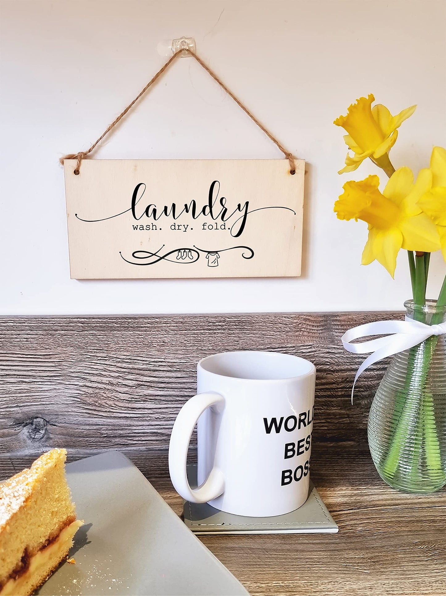 The Plum Penguin Handmade Wooden Hanging Wall Plaque Laundry Wash Dry Fold Funny Washing Decorative Sign for Utility Room