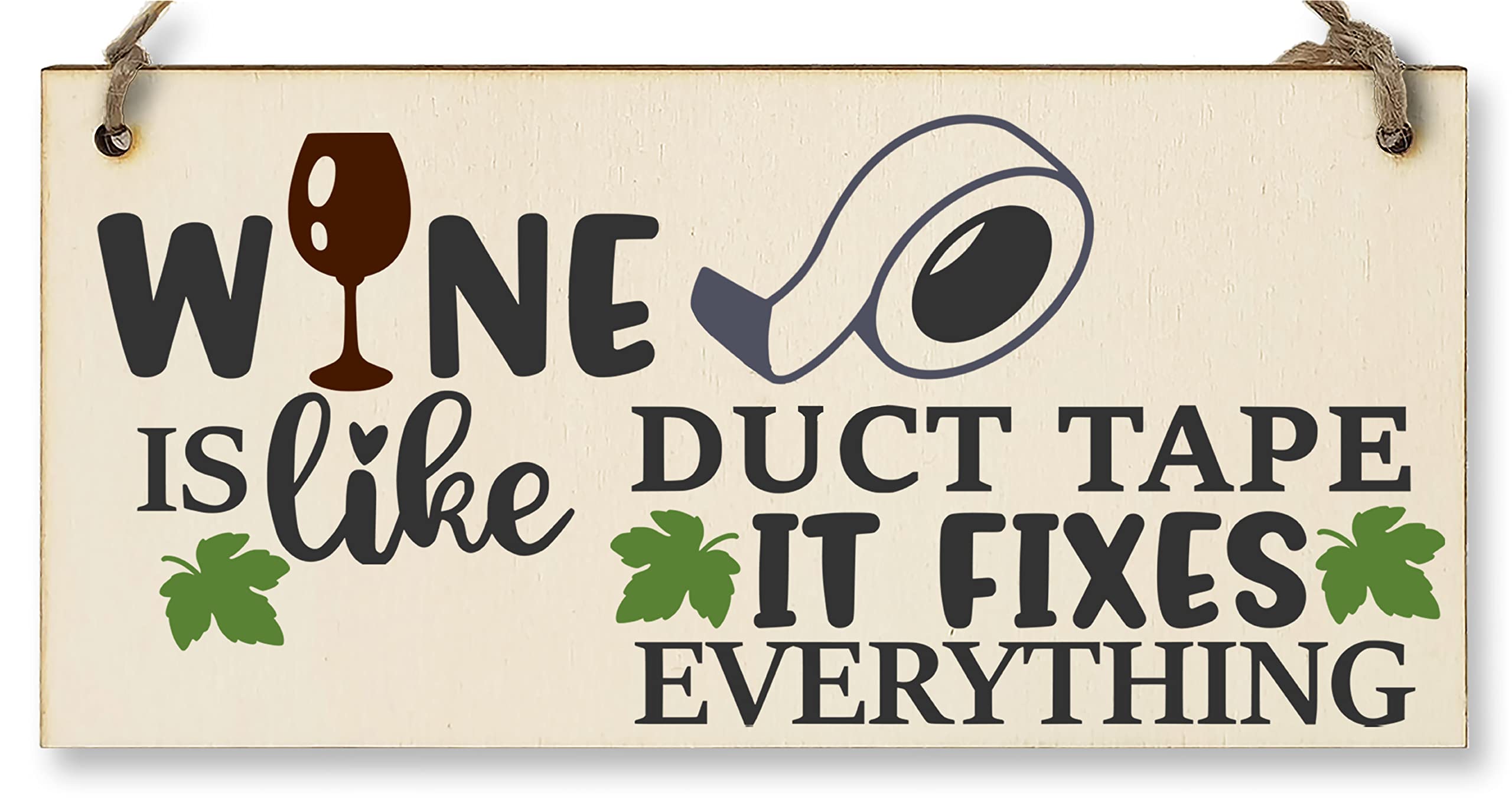 The Plum Penguin Wine Like Duct Tape Fixes Everything Novelty Handmade Wooden Hanging Wall Plaque Gift Home Bar Sign Decoration