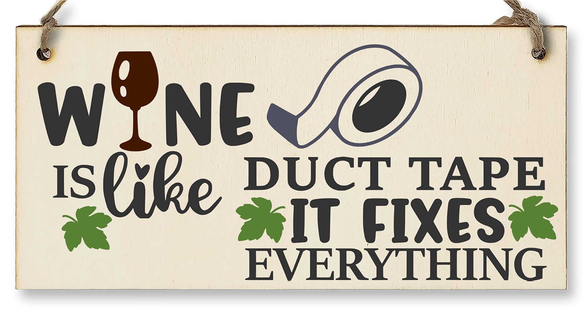 The Plum Penguin Wine Like Duct Tape Fixes Everything Novelty Handmade Wooden Hanging Wall Plaque Gift Home Bar Sign Decoration