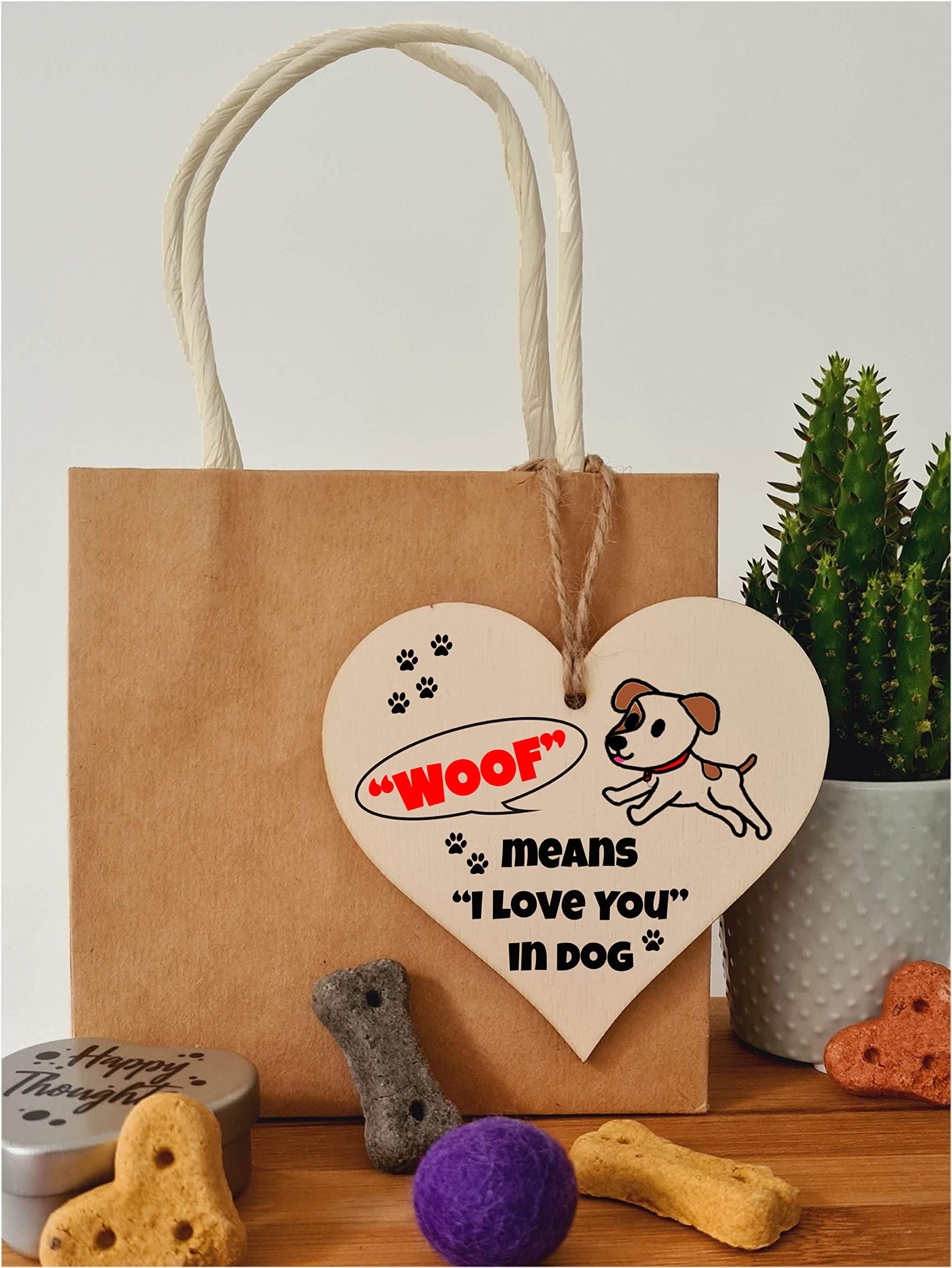 Handmade Wooden Hanging Heart Plaque Gift for Someone Special Dog Novelty Keepsake Mum and Dad from Kids