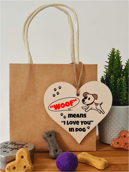 Handmade Wooden Hanging Heart Plaque Gift for Someone Special Dog Novelty Keepsake Mum and Dad from Kids