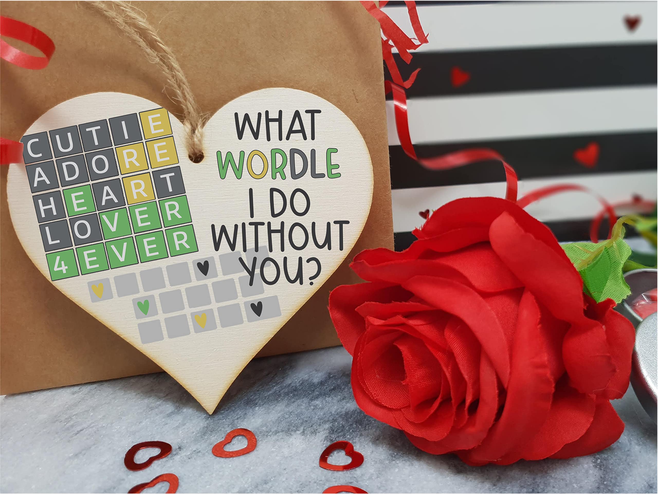 The Plum Penguin Handmade Wooden Hanging Heart Plaque Gift What Would I Do Without You Wordle Funny Cute Play on Words