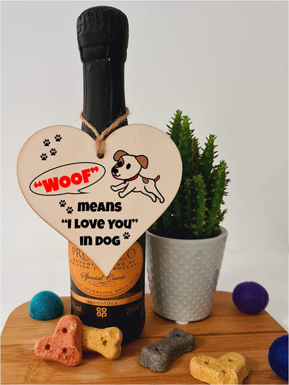 Handmade Wooden Hanging Heart Plaque Gift for Someone Special Dog Novelty Keepsake Mum and Dad from Kids