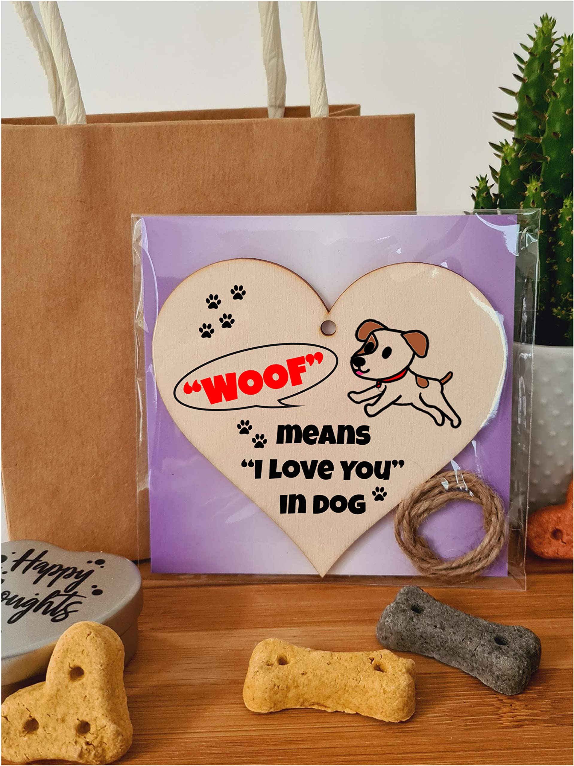 Handmade Wooden Hanging Heart Plaque Gift for Someone Special Dog Novelty Keepsake Mum and Dad from Kids