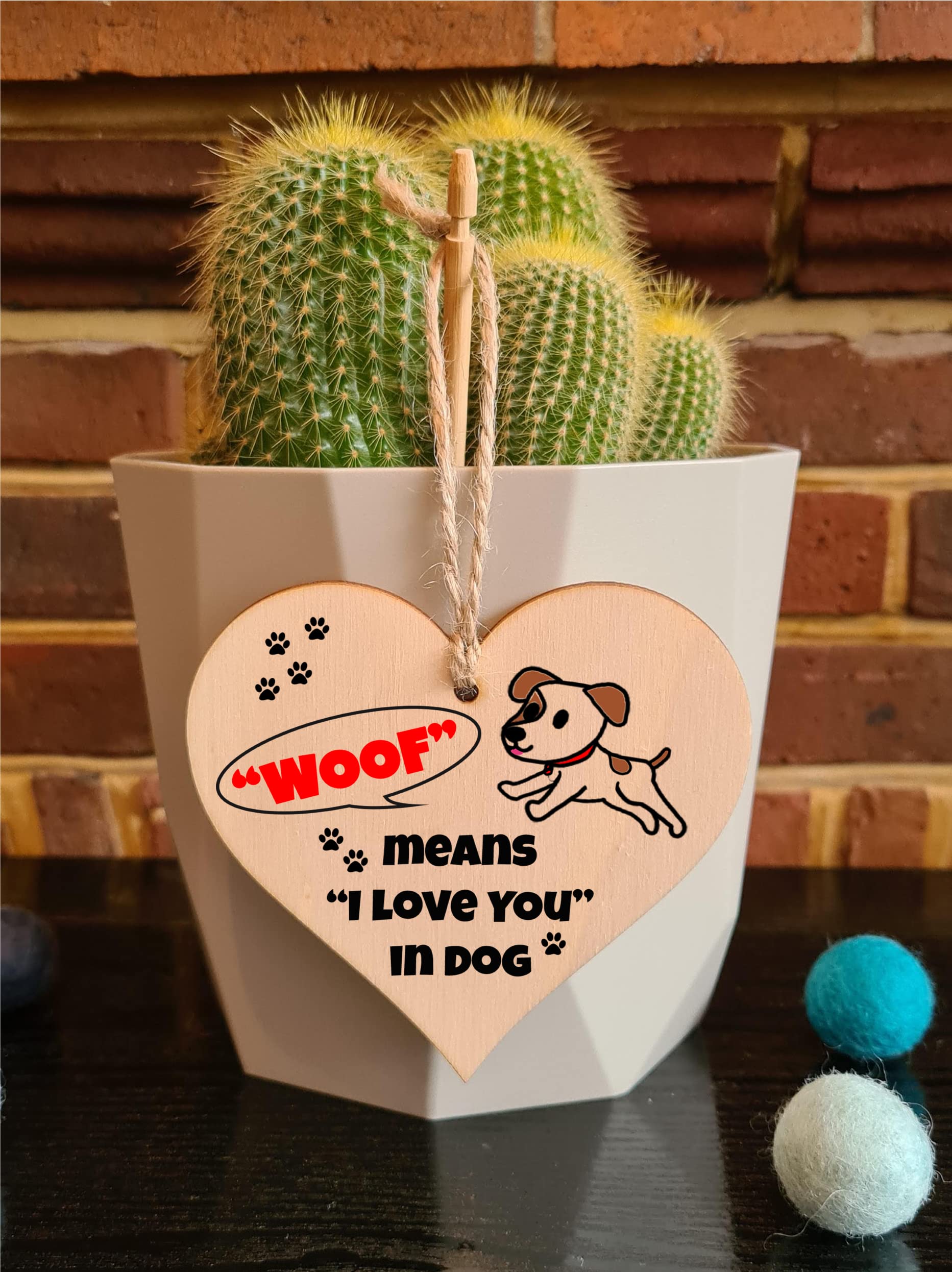 Handmade Wooden Hanging Heart Plaque Gift for Someone Special Dog Novelty Keepsake Mum and Dad from Kids