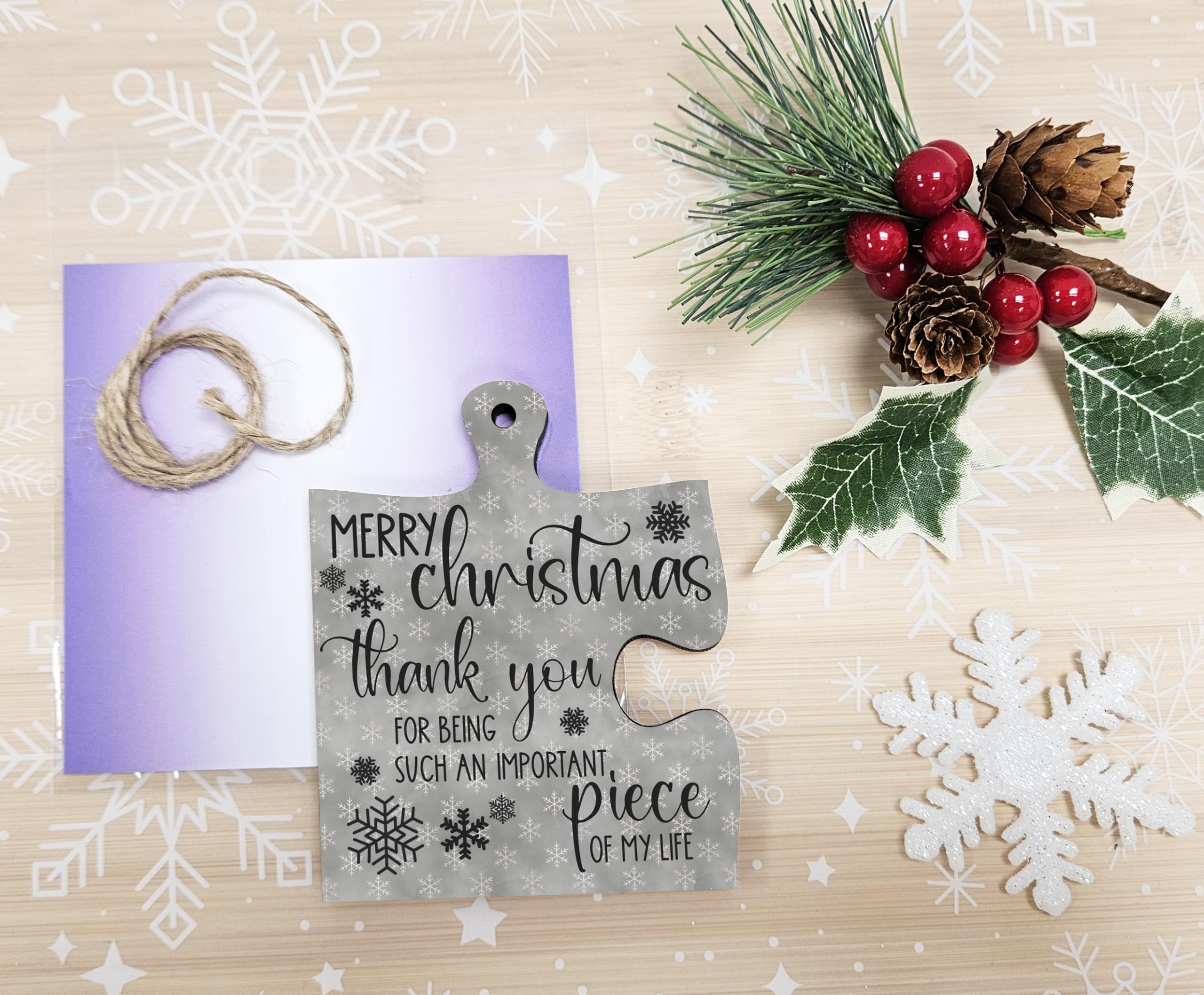 The Plum Penguin Christmas Hanging Jigsaw Puzzle Piece Gift Tag Thank You important Piece Bauble Sign Ornament