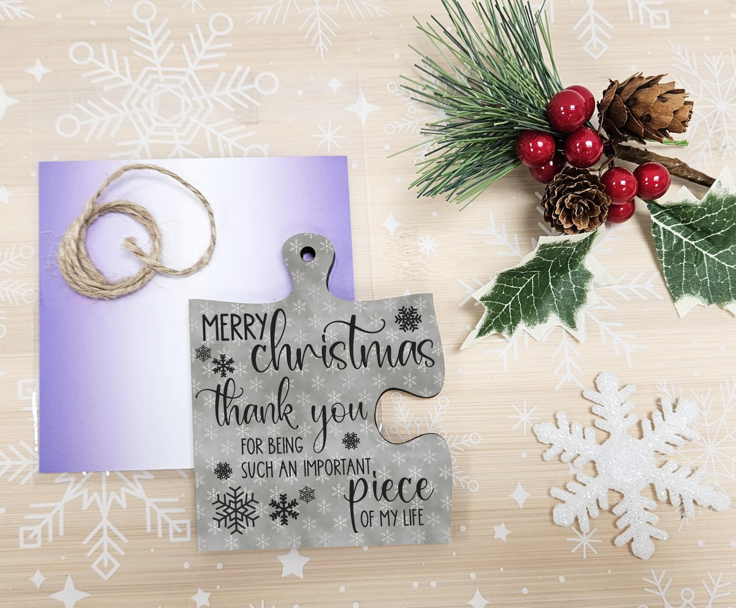 The Plum Penguin Christmas Hanging Jigsaw Puzzle Piece Gift Tag Thank You important Piece Bauble Sign Ornament