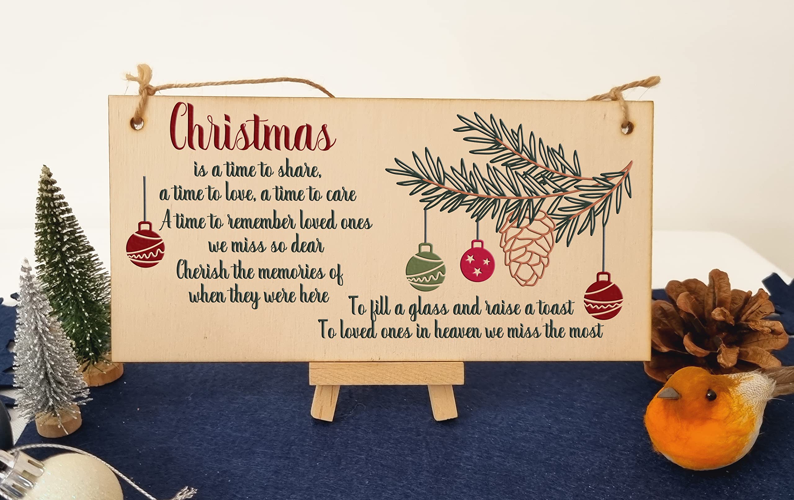 Christmas Time to Share Remember Loved Ones Sympathy Remembrance Decorative Sign Handmade Wooden Hanging Wall Plaque Gift