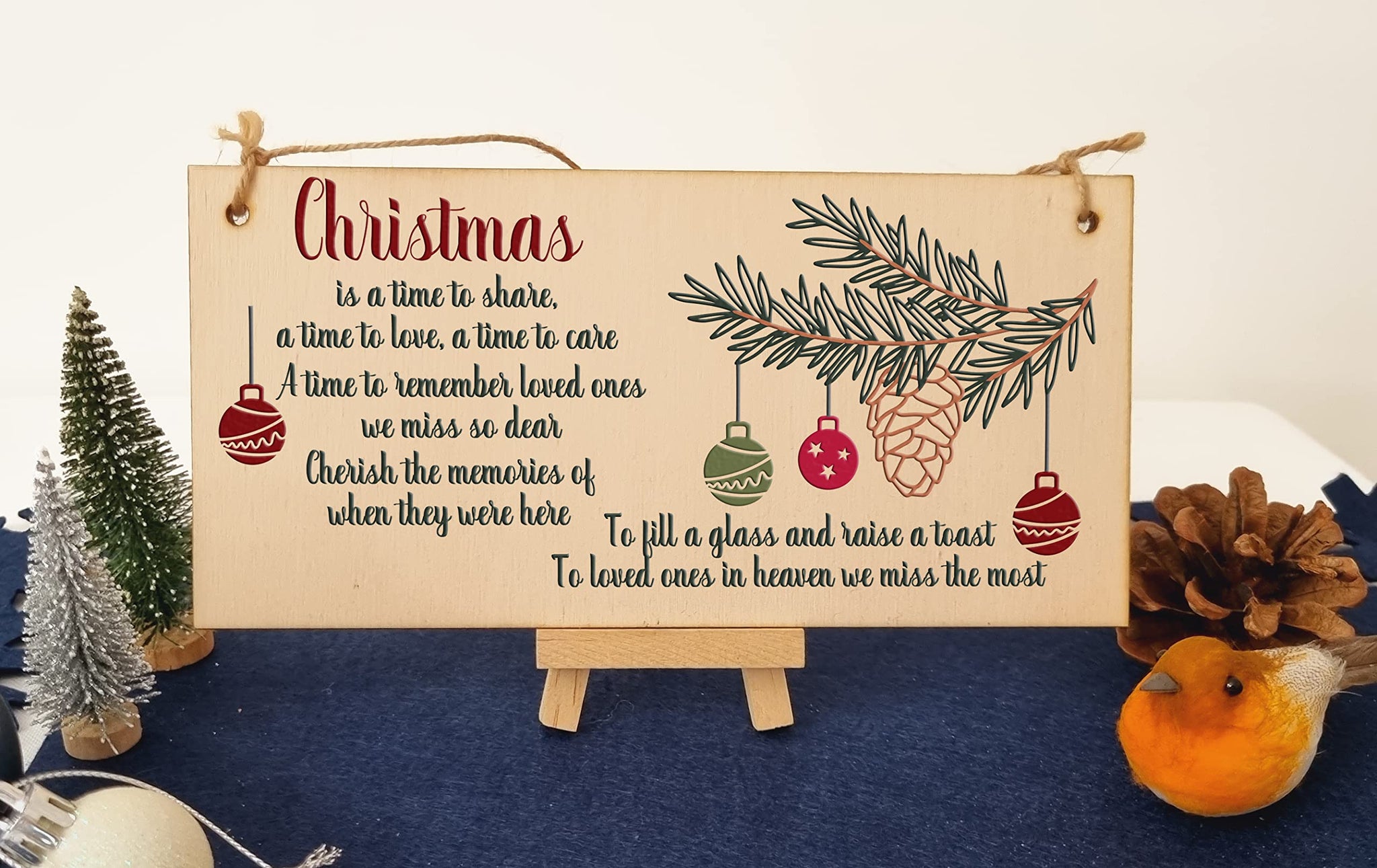 Christmas Time to Share Remember Loved Ones Sympathy Remembrance Decorative Sign Handmade Wooden Hanging Wall Plaque Gift