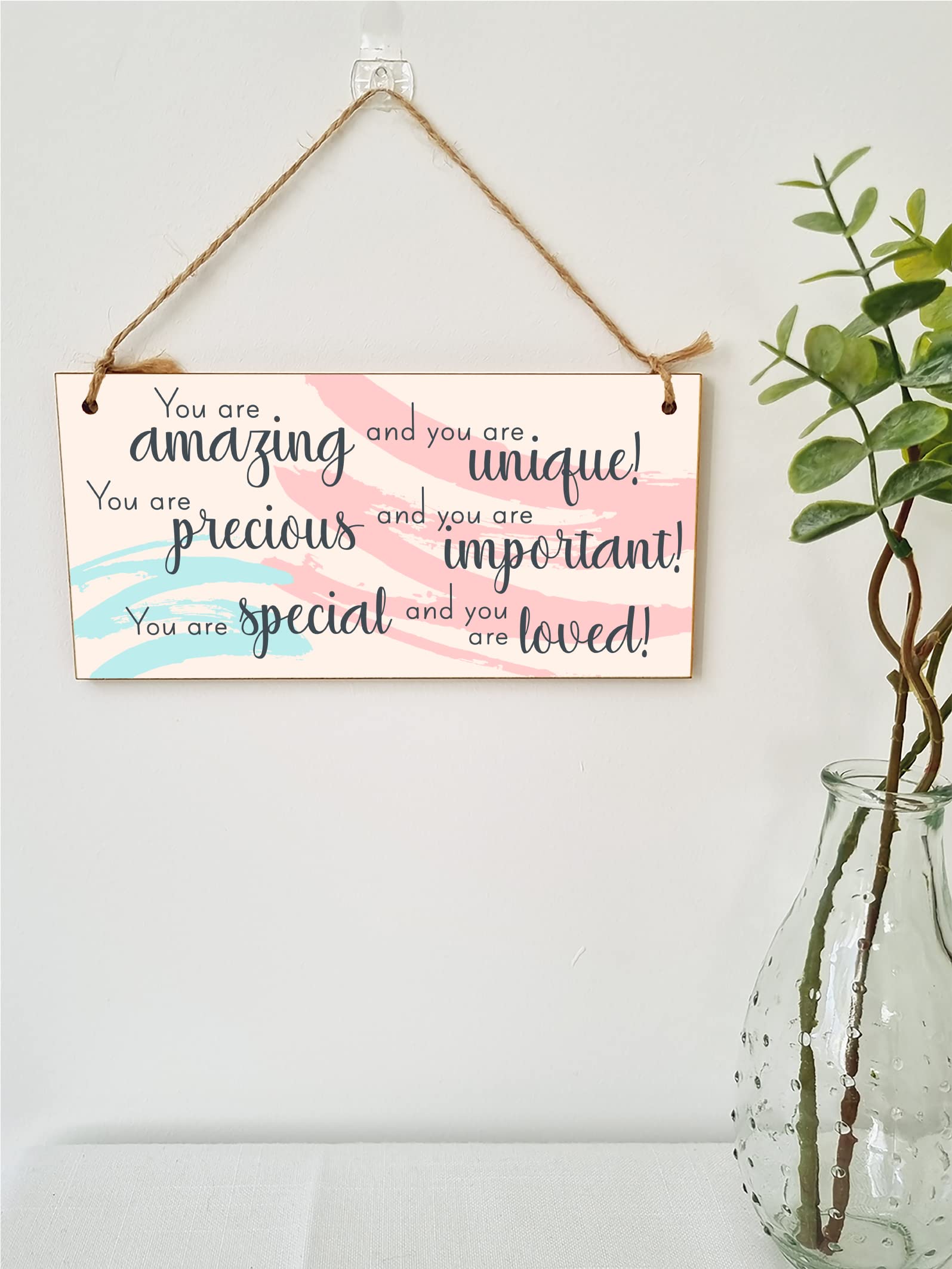 The Plum Penguin Handmade Wooden Hanging Wall Plaque You Are Amazing Unique Special Important Loved Inspirational Decorative Sign