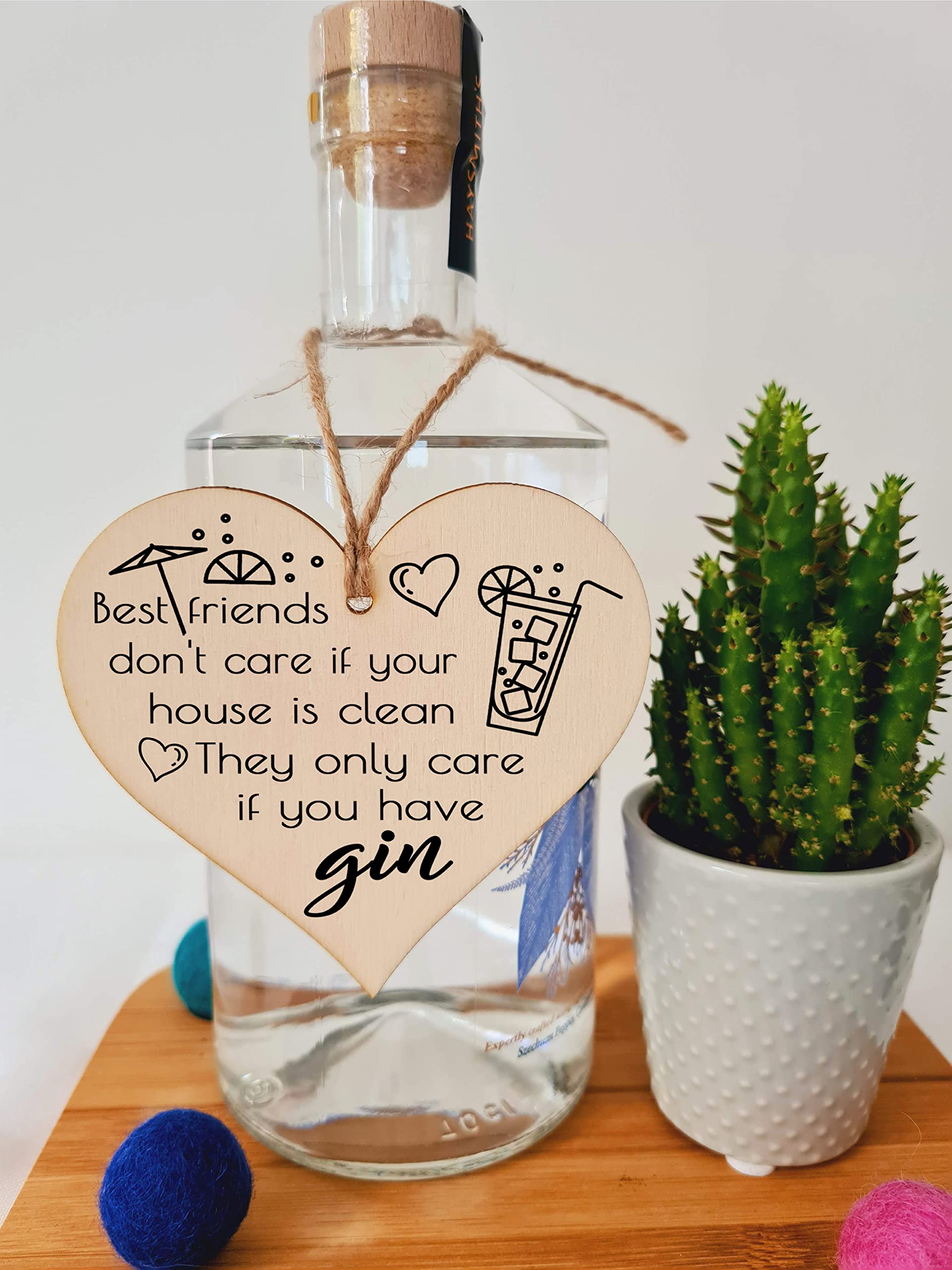 Handmade Wooden Hanging Heart Plaque Gift Perfect for Gin Lovers Novelty Funny Keepsake