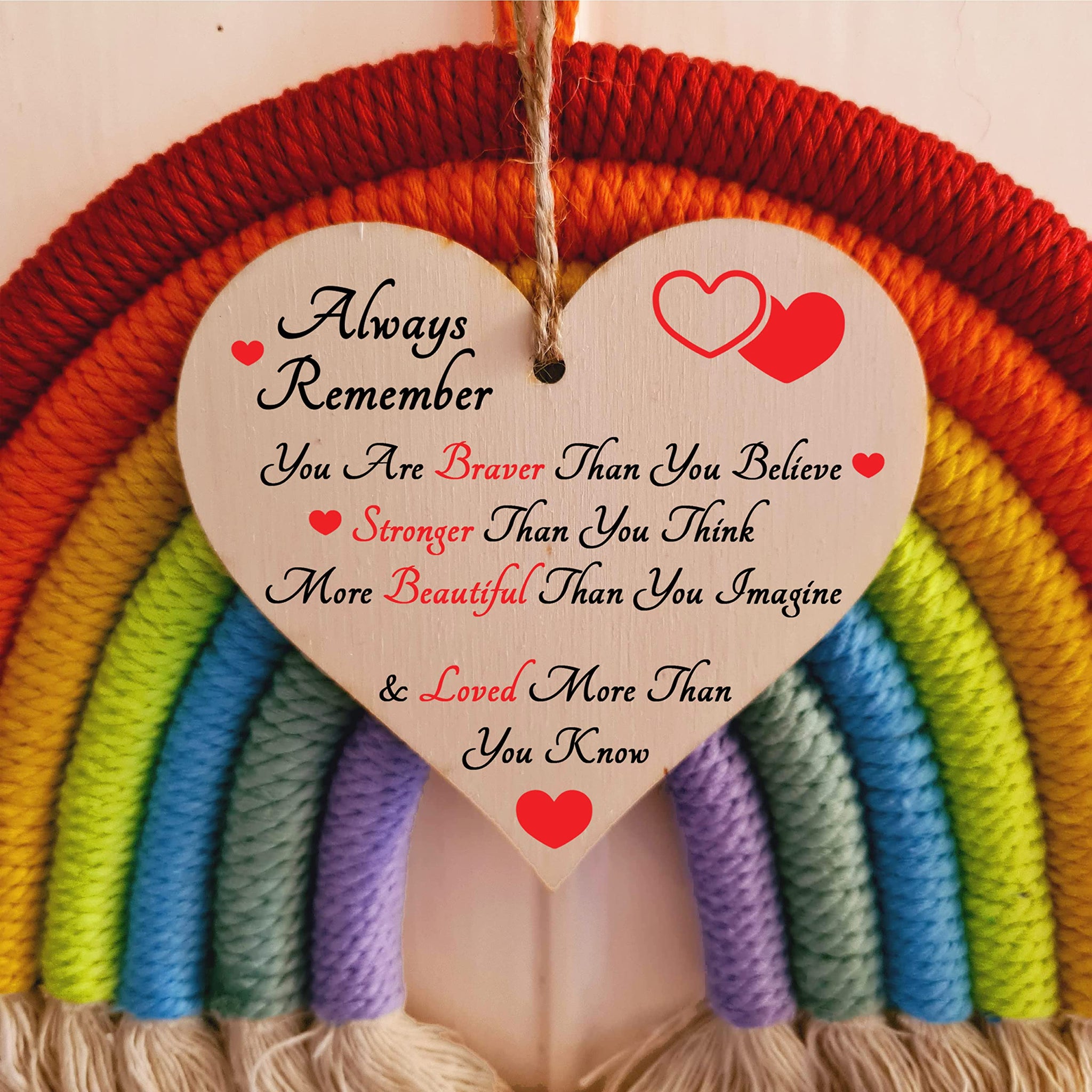 Handmade Wooden Hanging Heart Plaque Gift for Someone Special Inspirational Gift or Self Motivational Treat