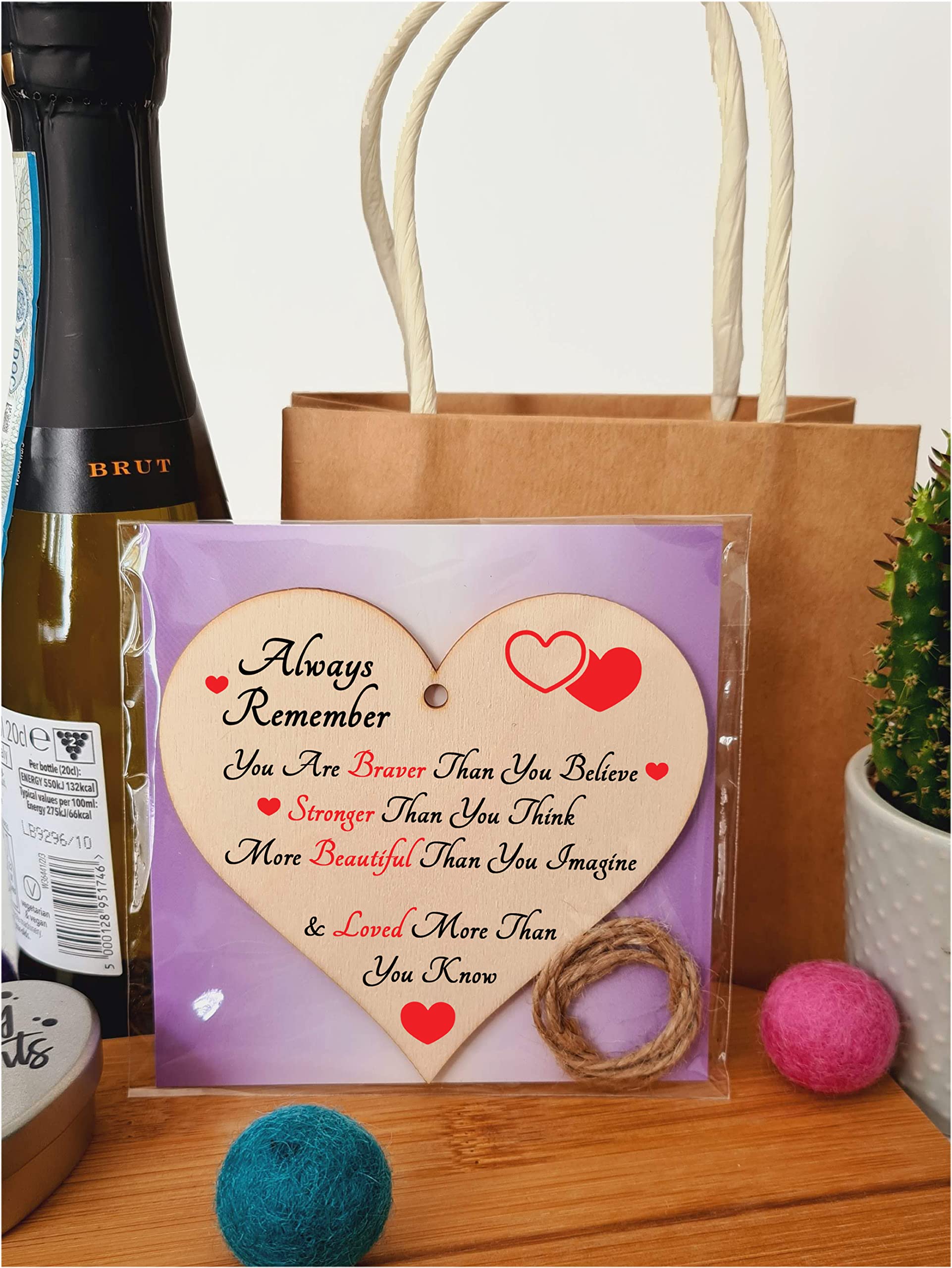 Handmade Wooden Hanging Heart Plaque Gift for Someone Special Inspirational Gift or Self Motivational Treat