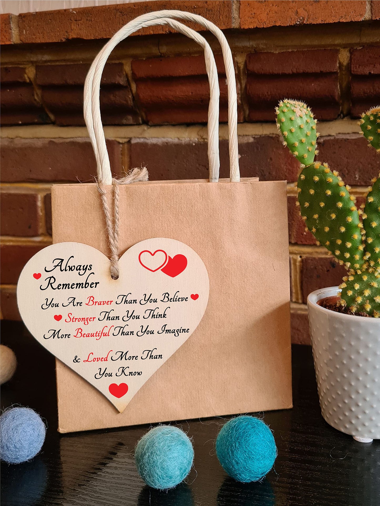 Handmade Wooden Hanging Heart Plaque Gift for Someone Special Inspirational Gift or Self Motivational Treat