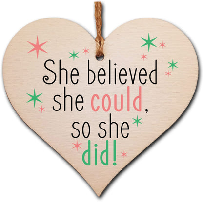 Handmade Wooden Hanging Heart Plaque Gift for Someone Special Inspirational Gift or Self Motivational Treat