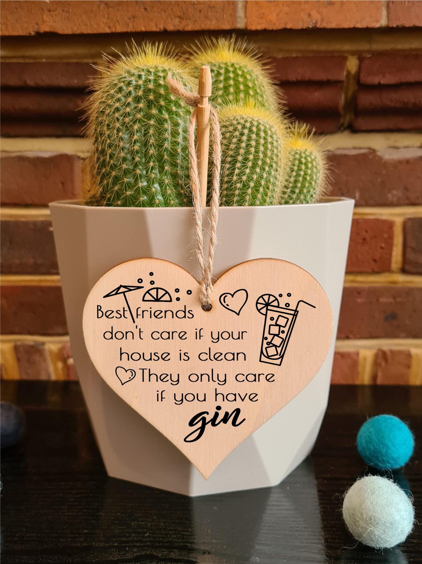 Handmade Wooden Hanging Heart Plaque Gift Perfect for Gin Lovers Novelty Funny Keepsake