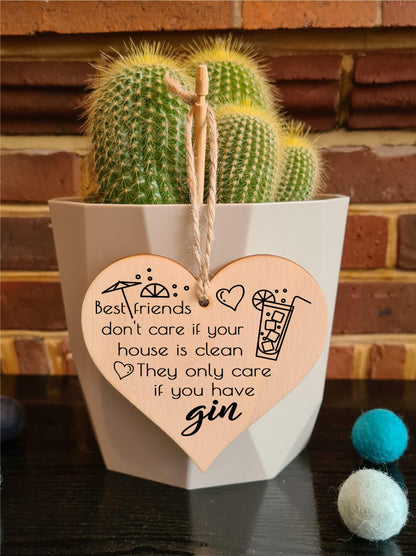 Handmade Wooden Hanging Heart Plaque Gift Perfect for Gin Lovers Novelty Funny Keepsake