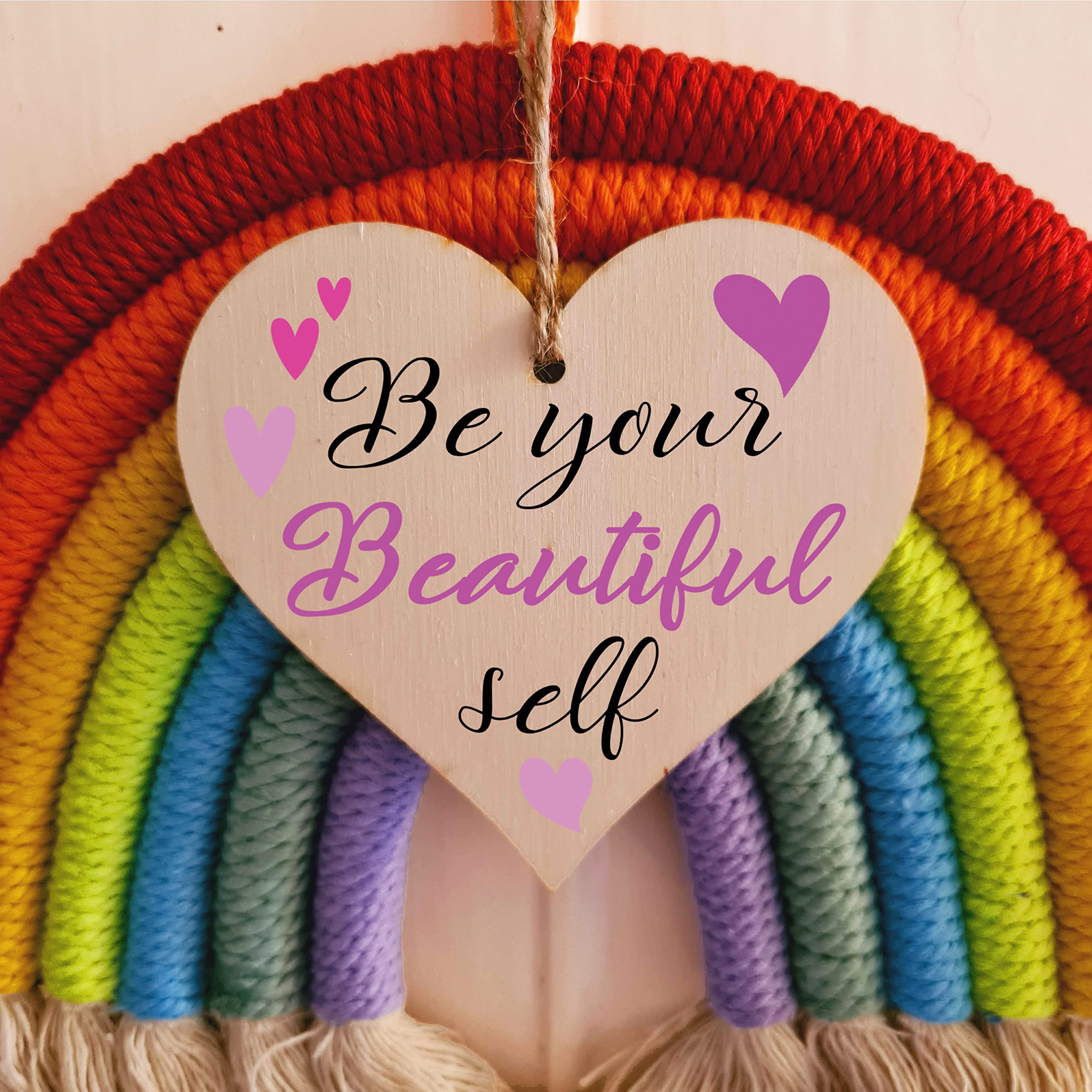 Handmade Wooden Hanging Heart Plaque Gift for Someone Special Inspirational Gift or Self Motivational Treat