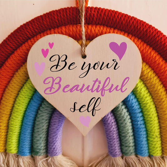 Handmade Wooden Hanging Heart Plaque Gift for Someone Special Inspirational Gift or Self Motivational Treat