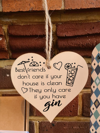 Handmade Wooden Hanging Heart Plaque Gift Perfect for Gin Lovers Novelty Funny Keepsake